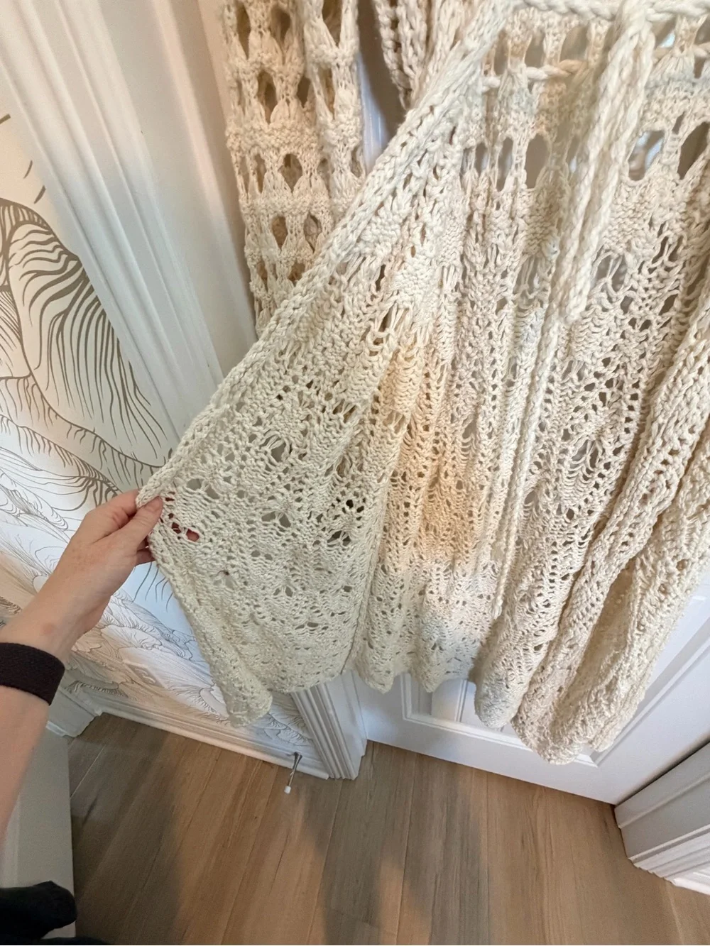 Free People Sweet Talker Crochet Cardigan Cream XS